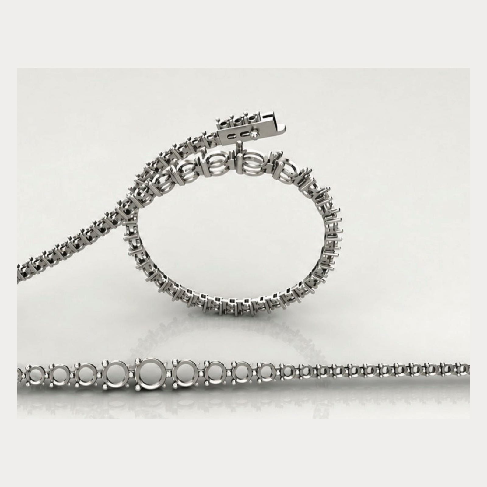 Graduated three-prong bracelet mounting