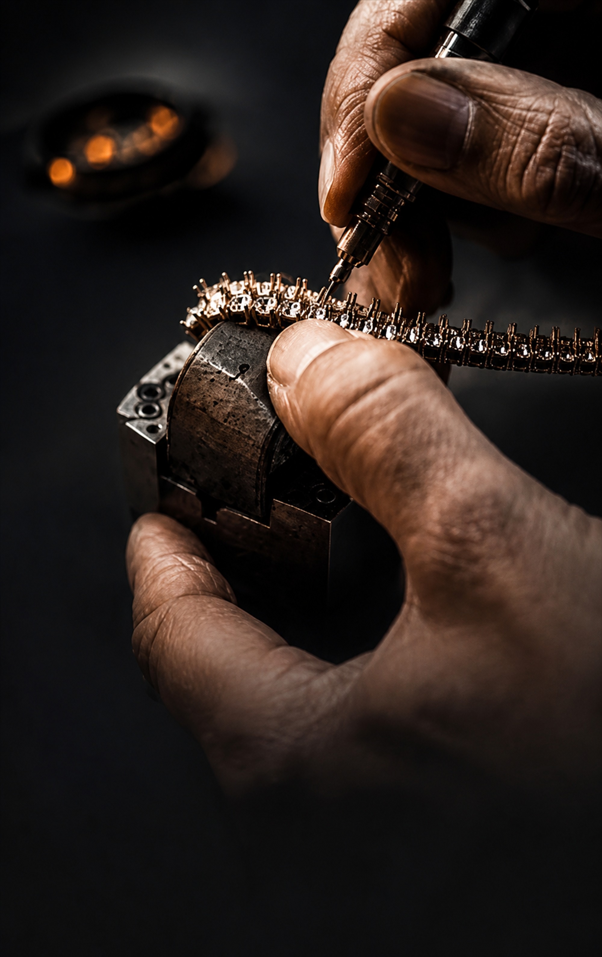 BOSA craftsperson hand-finishing a tennis mounting