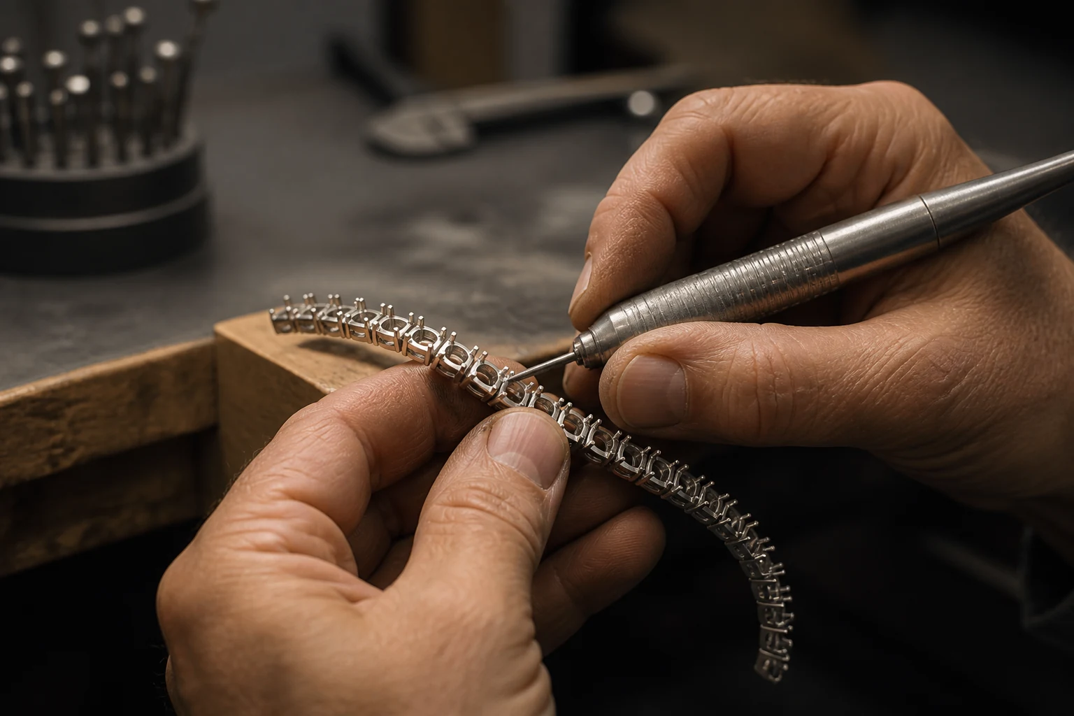 Precision hand-finishing during tennis mounting production