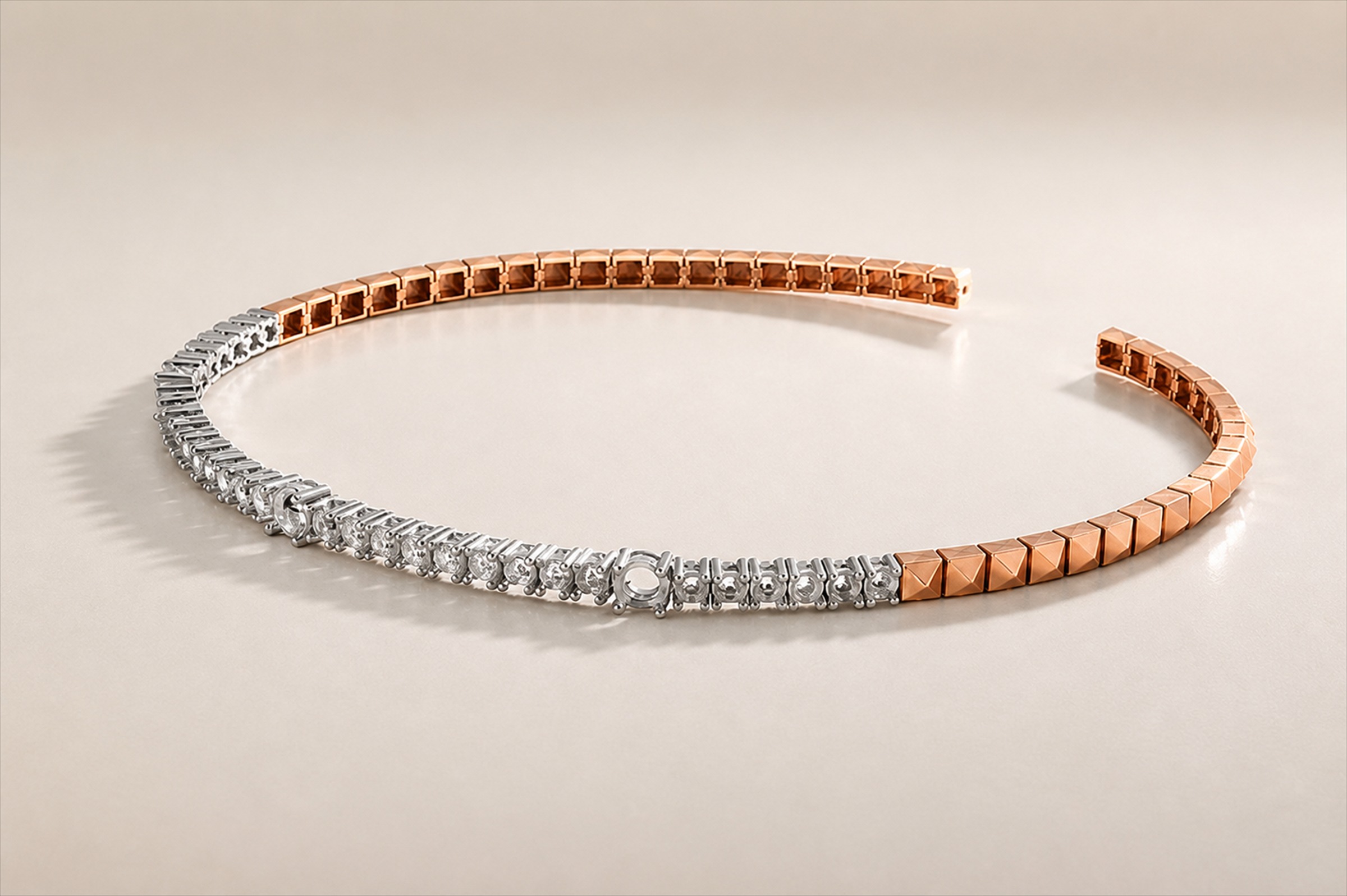 Tennis mounting in gold